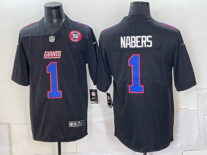 Men New York Giants #1 Nabers black Nike 2026 NFL Game Jersey 0931005